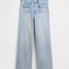 Jeans taille haute à jambes larges et longueur cheville