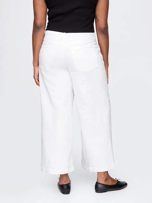 Jeans taille haute à jambes larges et longueur cheville