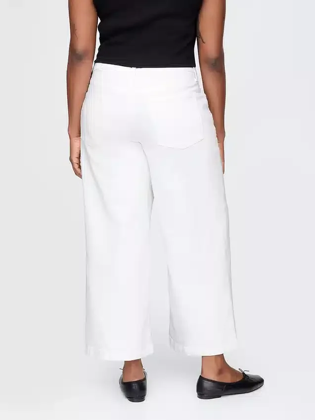 Jeans taille haute à jambes larges et longueur cheville