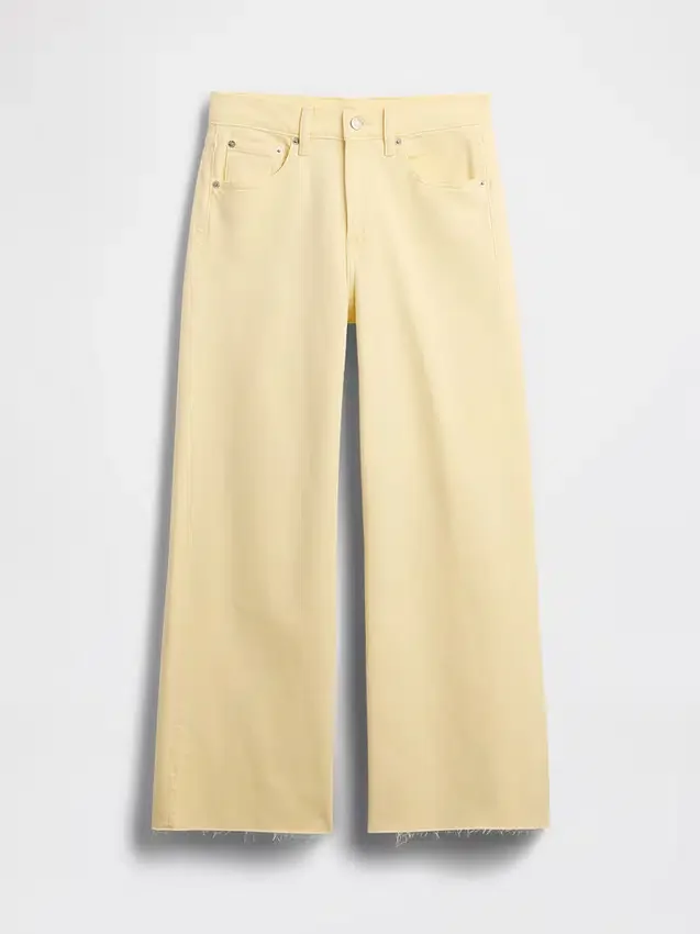 Jeans taille haute à jambes larges et longueur cheville