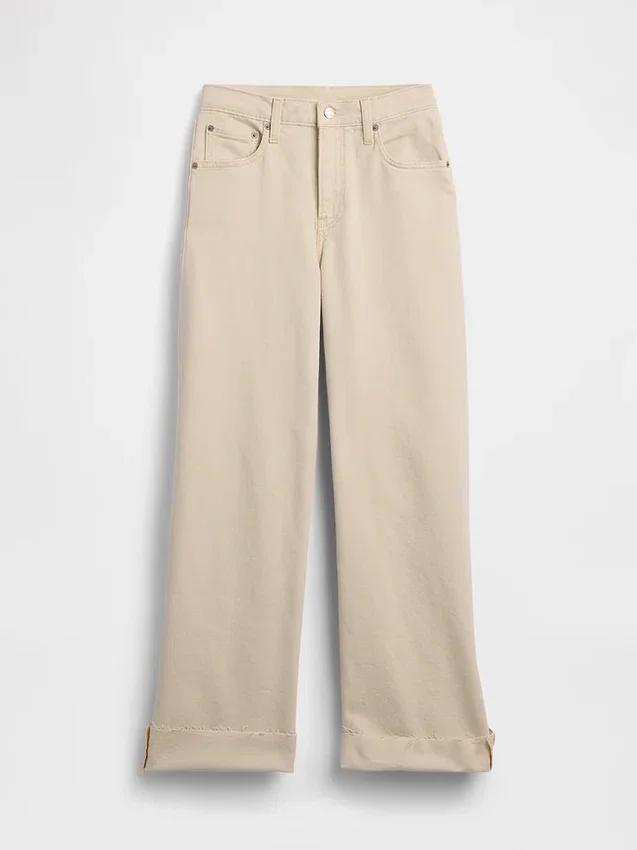 Jeans taille haute à jambes larges et longueur cheville