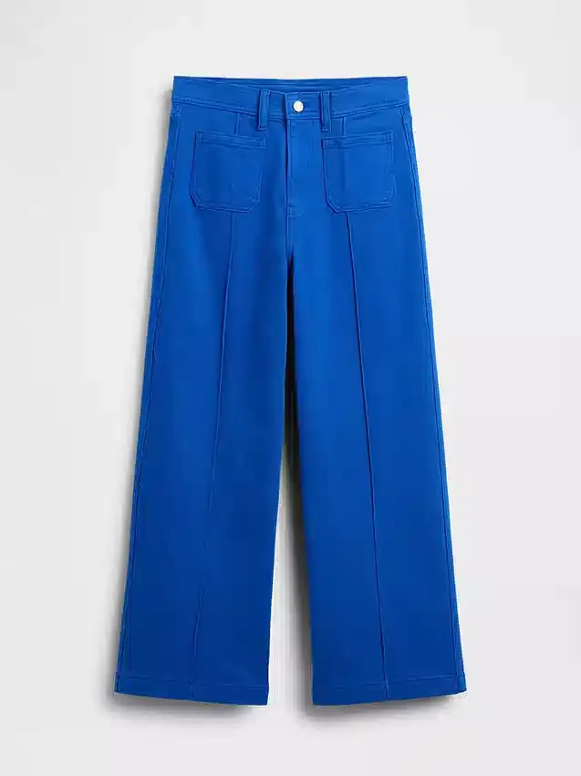 Jeans taille haute à jambes larges et longueur cheville