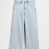 Jeans taille haute à jambes larges et longueur cheville