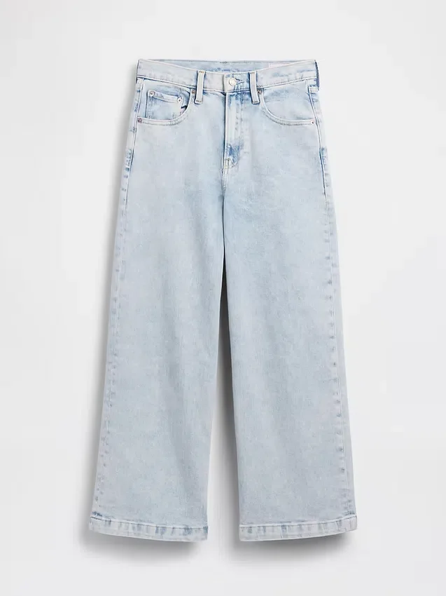 Jeans taille haute à jambes larges et longueur cheville