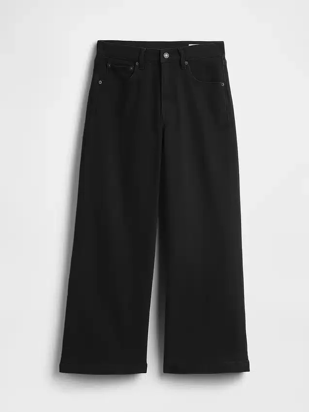 Jeans taille haute à jambes larges et longueur cheville