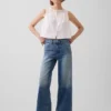 Jeans taille haute à jambes larges et longueur cheville