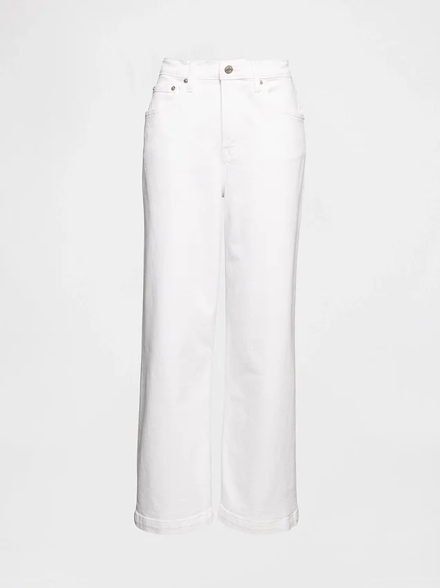 Jeans taille haute à jambes larges et longueur cheville