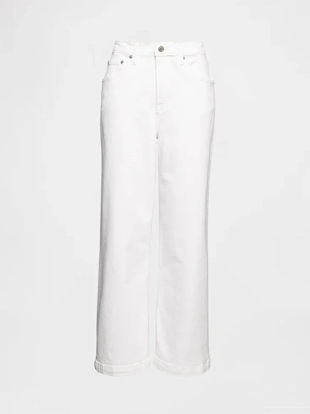 Jeans taille haute à jambes larges et longueur cheville