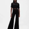 Jeans taille haute à jambes évasées