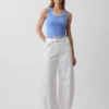 Jeans taille haute ultra-doux à ceinture, coupe en fer à cheval