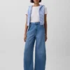 Jeans taille haute ultra-doux à ceinture, coupe en fer à cheval