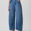 Jeans taille haute ultra-doux à ceinture, coupe en fer à cheval