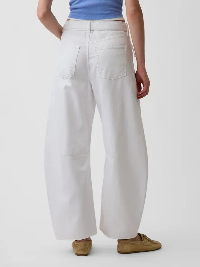 Jeans taille haute ultra-doux à ceinture, coupe en fer à cheval