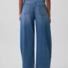 Jeans taille haute ultra-doux à ceinture, coupe en fer à cheval