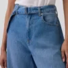 Jeans taille haute ultra-doux à ceinture, coupe en fer à cheval