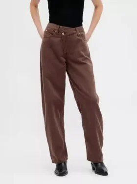 Jeans taille haute ultra-doux à coupe « barrel » et croisement