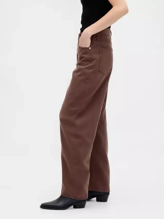 Jeans taille haute ultra-doux à coupe « barrel » et croisement