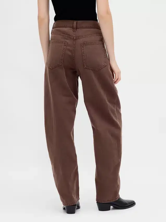 Jeans taille haute ultra-doux à coupe « barrel » et croisement