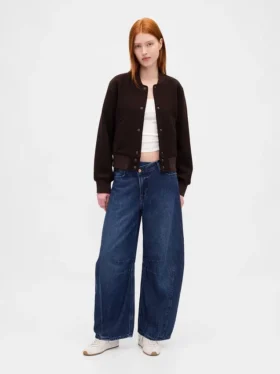Jeans taille haute ultra-doux à coupe en fer à cheval et croisement