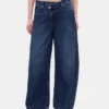 Jeans taille haute ultra-doux à coupe en fer à cheval et croisement