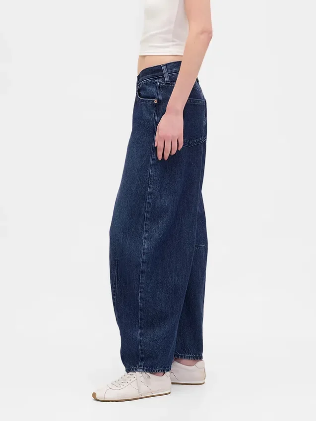 Jeans taille haute ultra-doux à coupe en fer à cheval et croisement