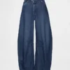 Jeans taille haute ultra-doux à coupe en fer à cheval et croisement