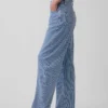 Jeans taille haute ultra-doux à rayures, coupe « Barrel »