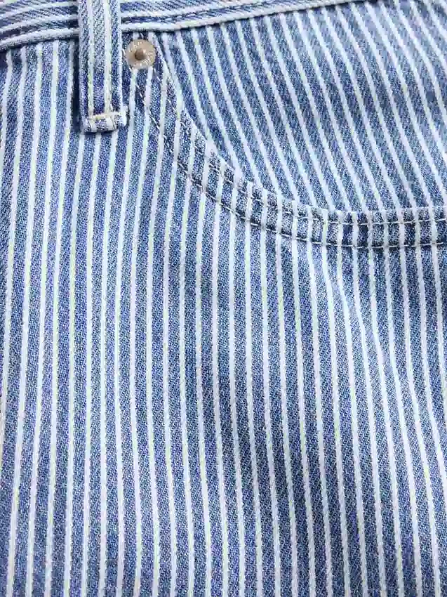Jeans taille haute ultra-doux à rayures, coupe « Barrel »