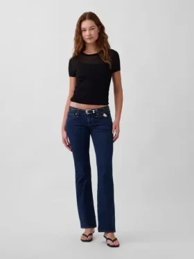 Jeans taille très basse, long et ajusté