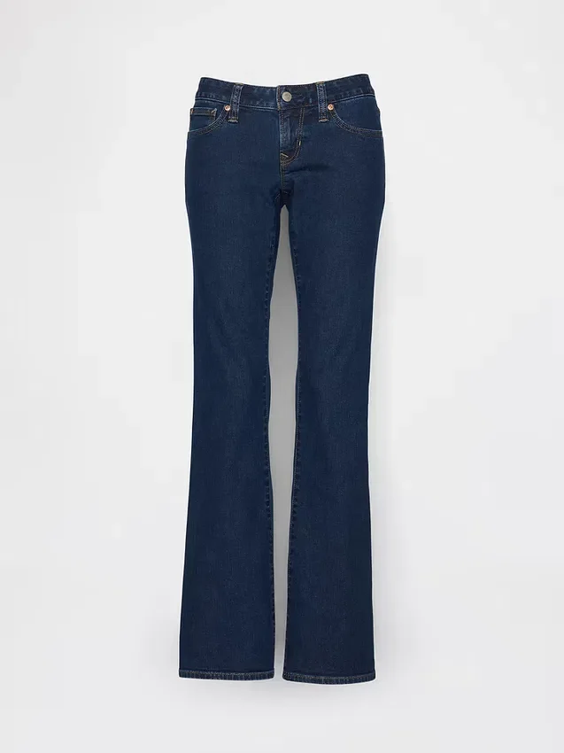 Jeans taille très basse, long et ajusté