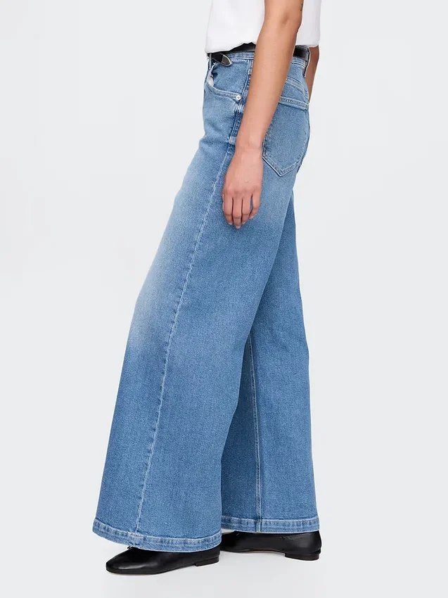 Jeans à taille très haute et jambes larges