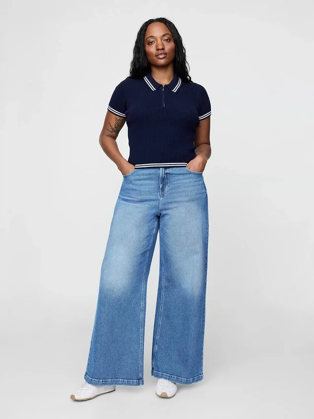 Jeans à taille très haute et jambes larges