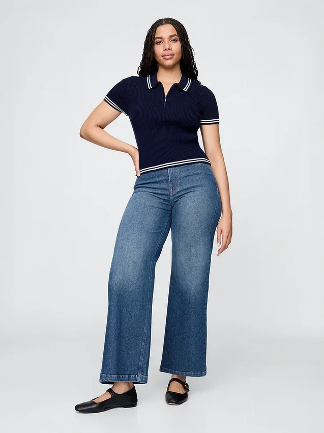 Jeans à taille très haute et jambes larges