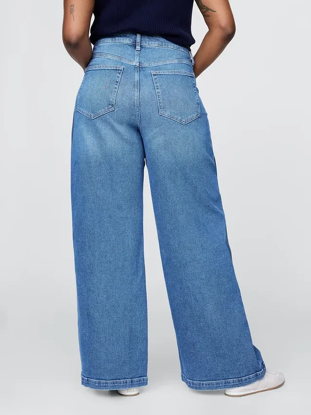 Jeans à taille très haute et jambes larges