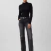 Jeans évasé ample et rigide à taille mi-haute