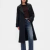 Jeans évasé ample et rigide à taille mi-haute