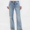 Jeans évasé ample et rigide à taille mi-haute