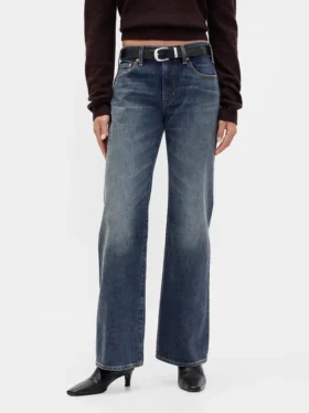 Jeans évasé ample et rigide à taille mi-haute