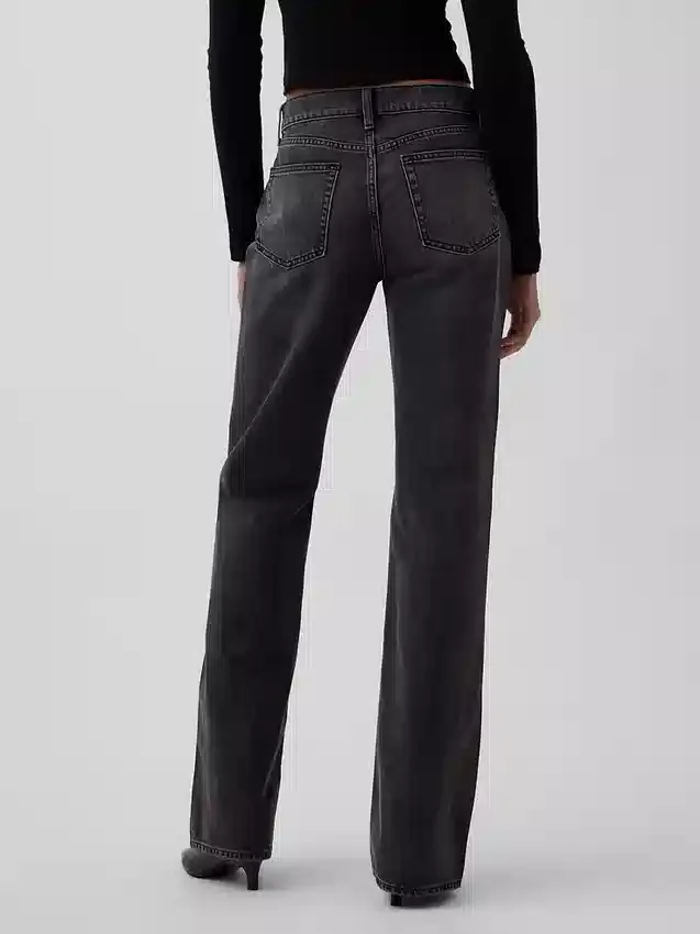 Jeans évasé ample et rigide à taille mi-haute