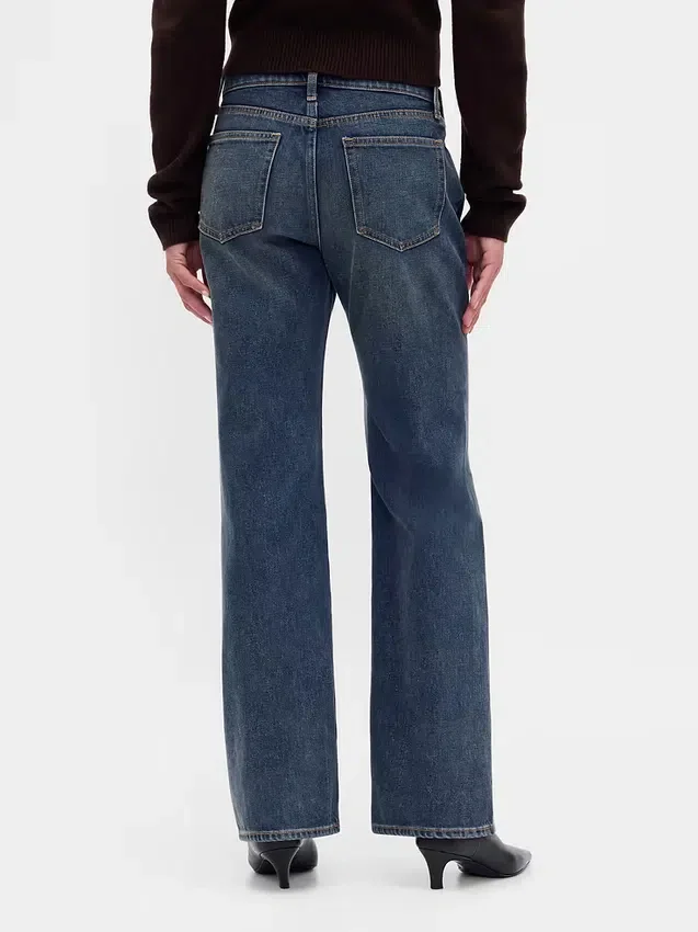 Jeans évasé ample et rigide à taille mi-haute