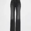 Jeans évasé ample et rigide à taille mi-haute