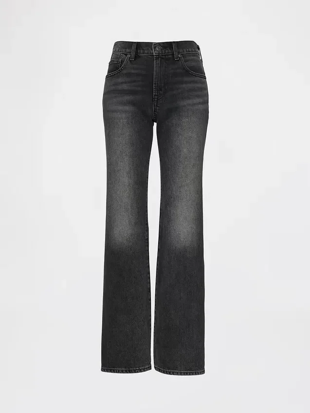 Jeans évasé ample et rigide à taille mi-haute