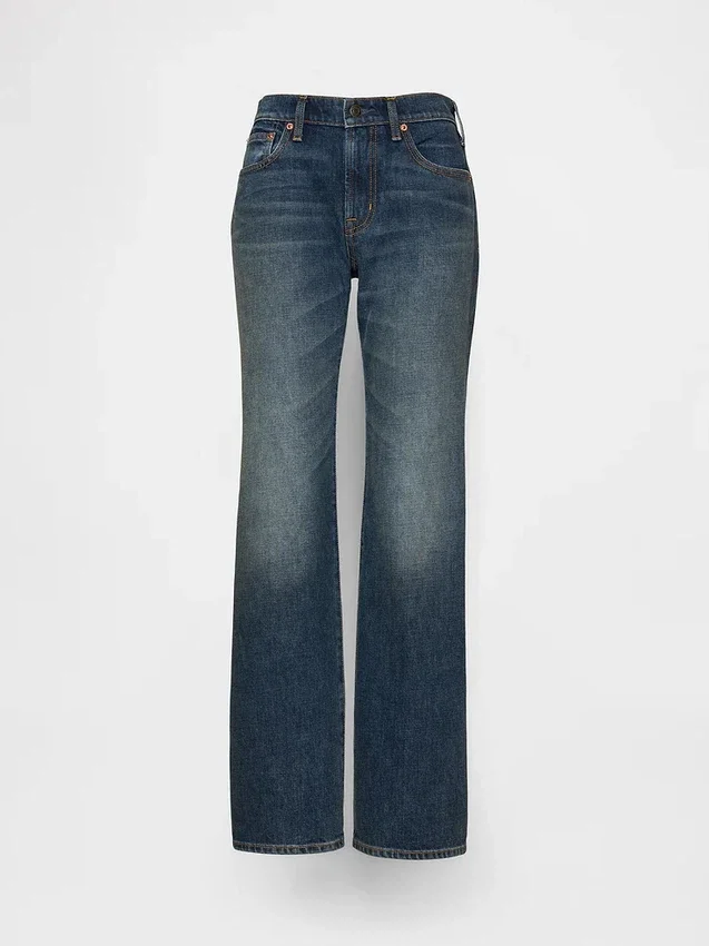 Jeans évasé ample et rigide à taille mi-haute