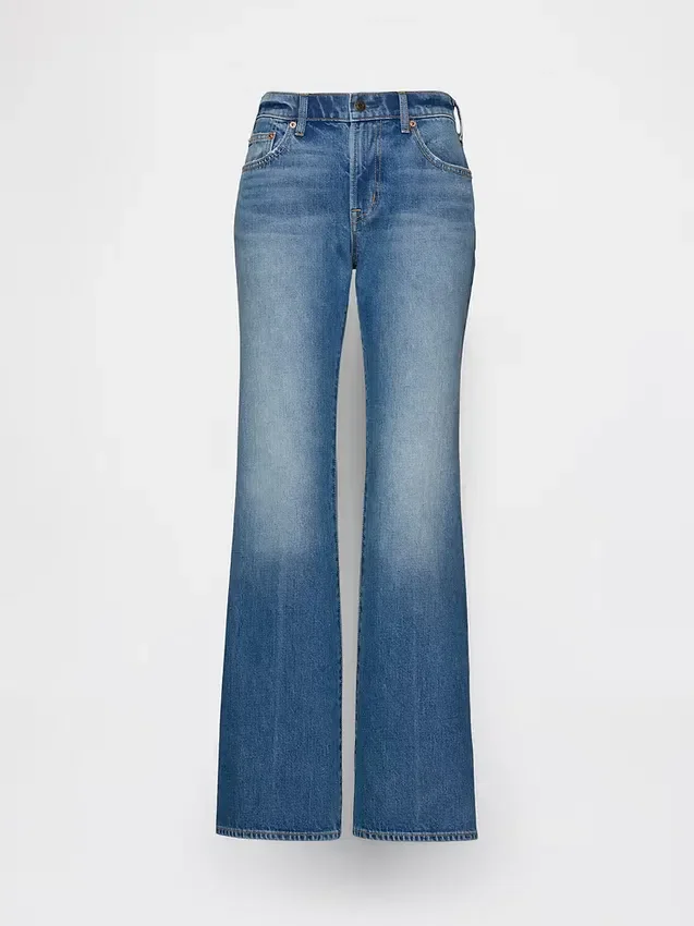 Jeans évasé ample et rigide à taille mi-haute