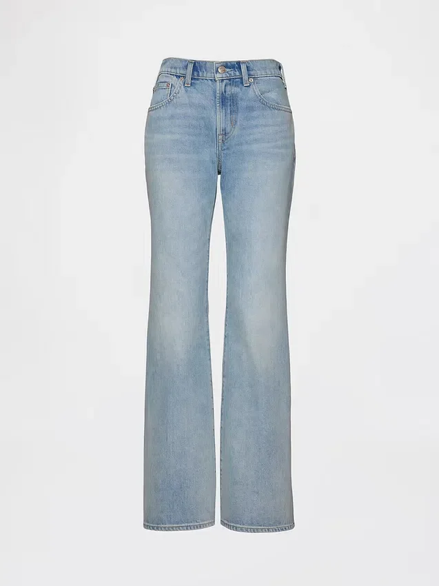 Jeans évasé ample et rigide à taille mi-haute