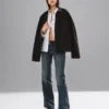 Jeans évasé ample et rigide à taille mi-haute
