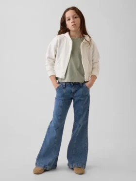 Jeans évasés amples à taille basse avec coutures pour enfants