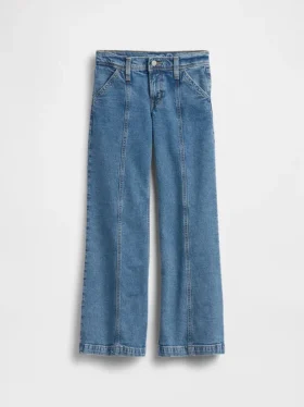 Jeans évasés amples à taille basse avec coutures pour enfants