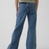 Jeans évasés amples à taille basse avec coutures pour enfants
