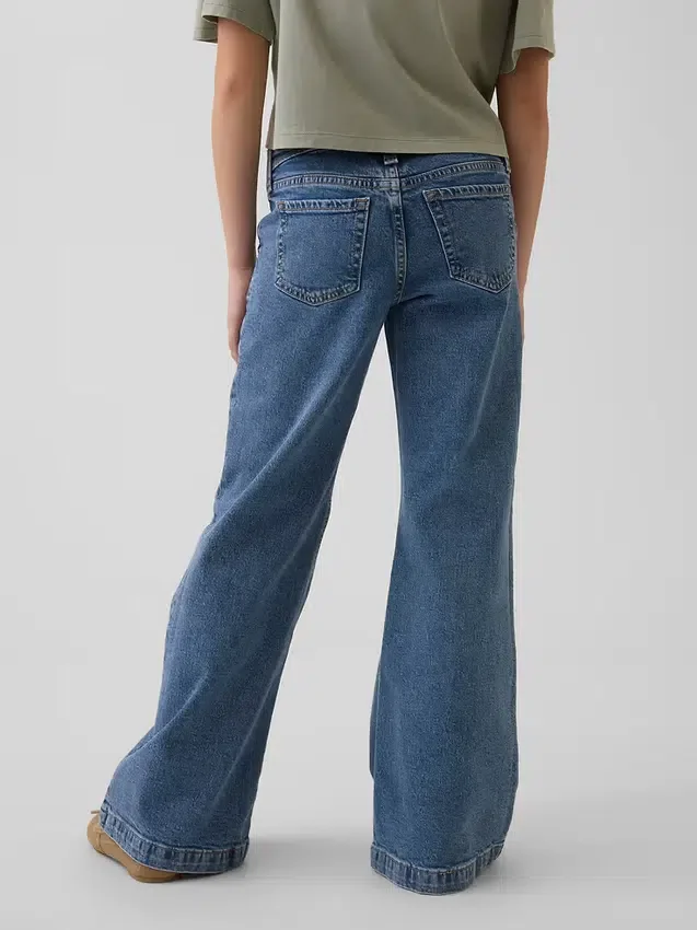 Jeans évasés amples à taille basse avec coutures pour enfants
